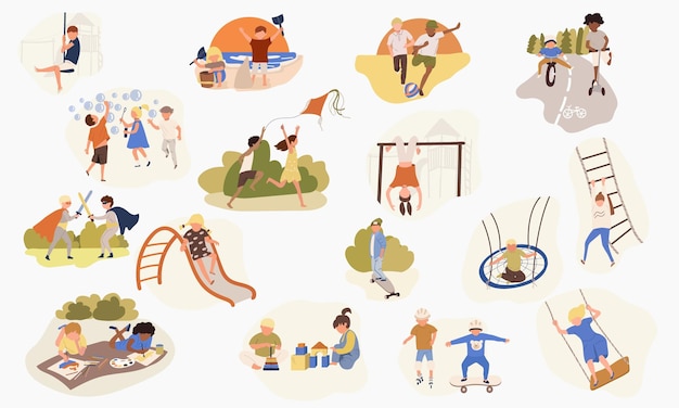 Free Vector playing children icons set with games symbols flat isolated vector illustration