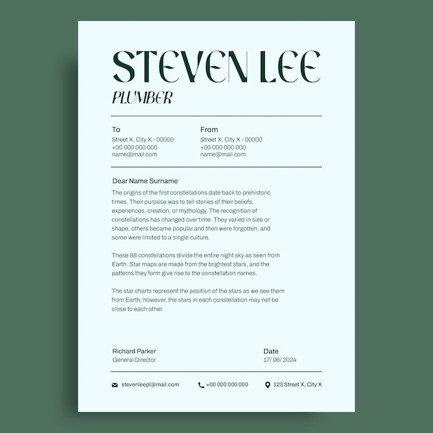 Free Vector plumber  letterhead design template