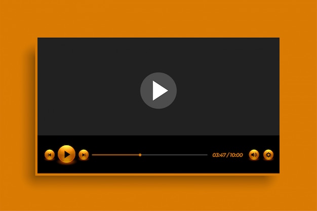 Free Vector premium golden style video player template design