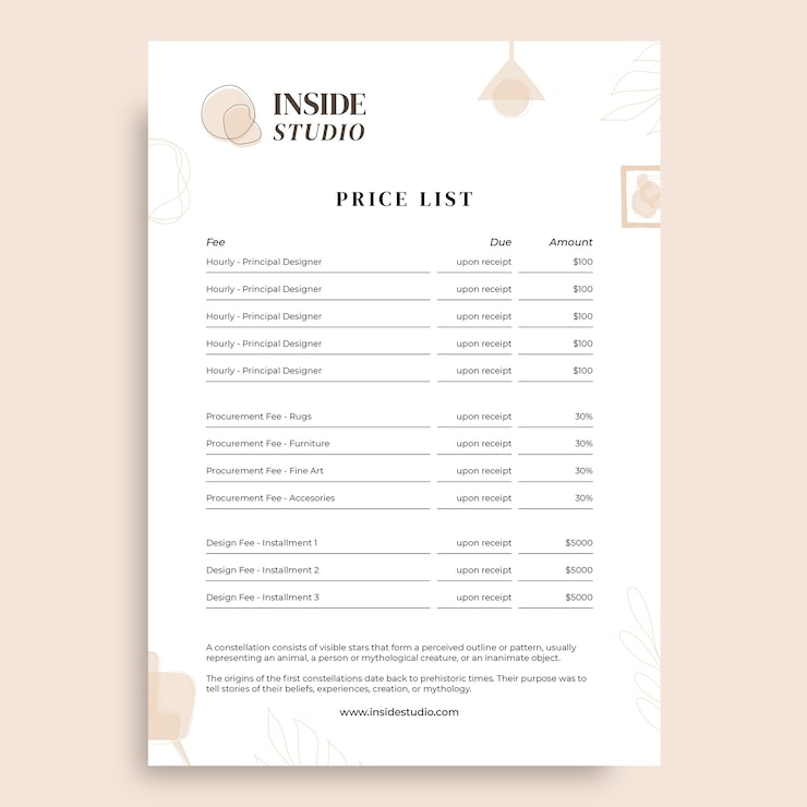 Free Vector price list template design