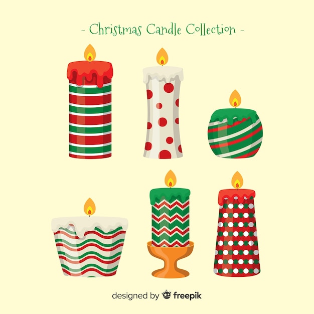 Free Vector printed christmas candle collection