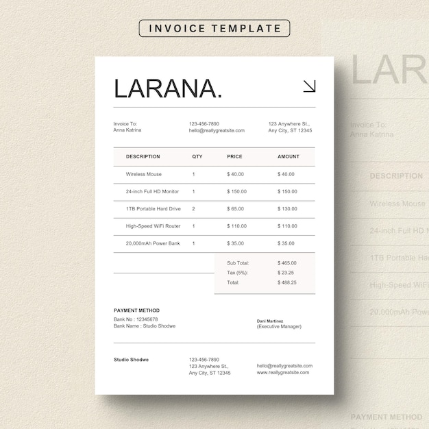 Free Vector professional business invoice template design