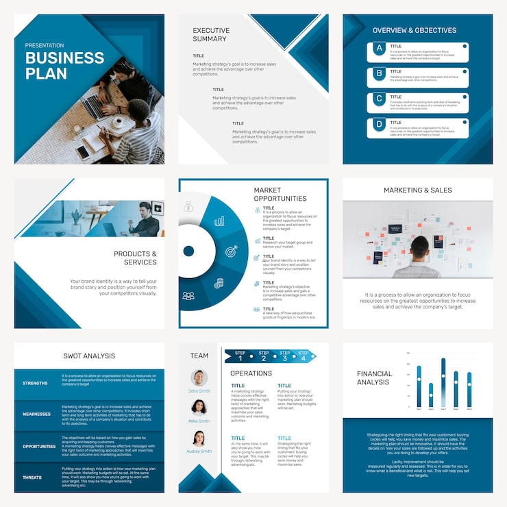 Free Vector professional business presentation template  social media post set