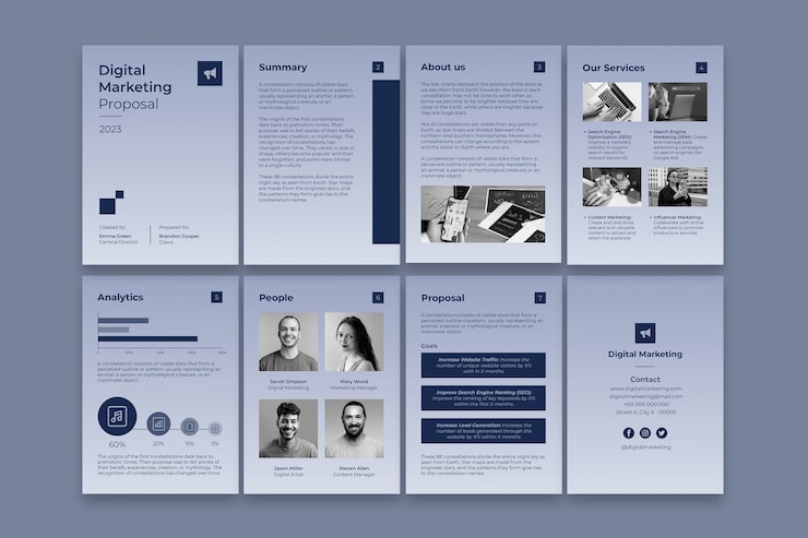 Free Vector professional gradient digital marketing proposal