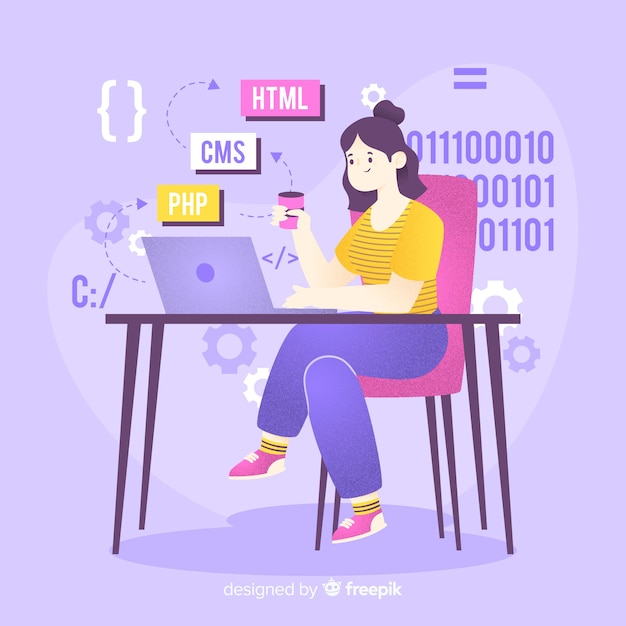 Free Vector programmer working with cms