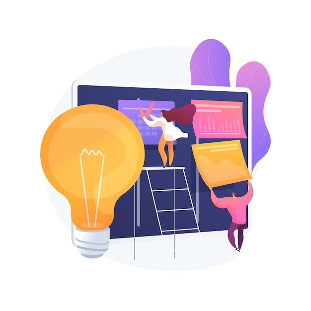 Free Vector project planning abstract concept vector illustration. project plan creation, schedule management, business analysis, vision and scope, timeline and timeframe estimate, document abstract metaphor.