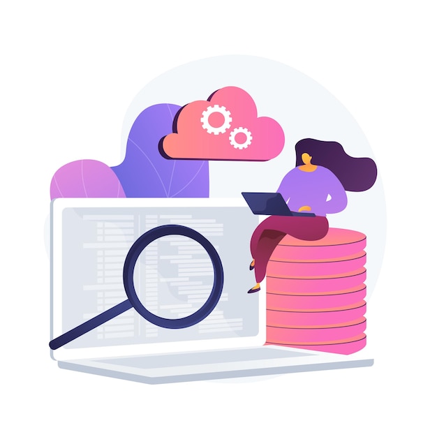 Free Vector qa tester. developmental kit. analyzing binary code. close inspection, coding, checking open script. website administration. reaffirming quality. vector isolated concept metaphor illustration.