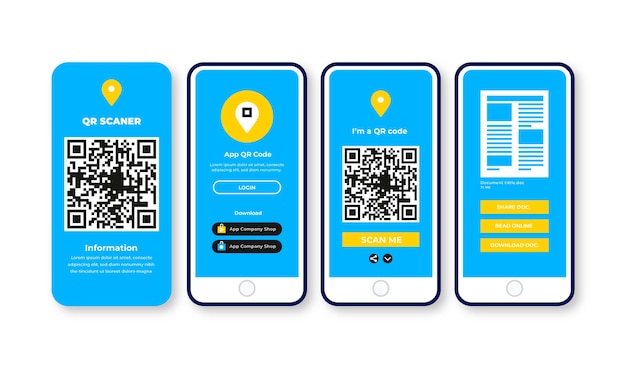 Free Vector qr code scan steps on smartphone design