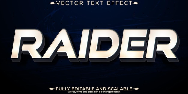 Free Vector raider text effect editable game and invader customizable font style