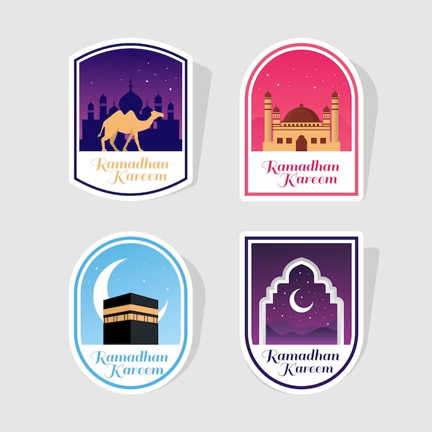 Free Vector ramadan label collection