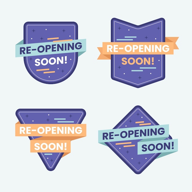 Free Vector re-opening soon badges