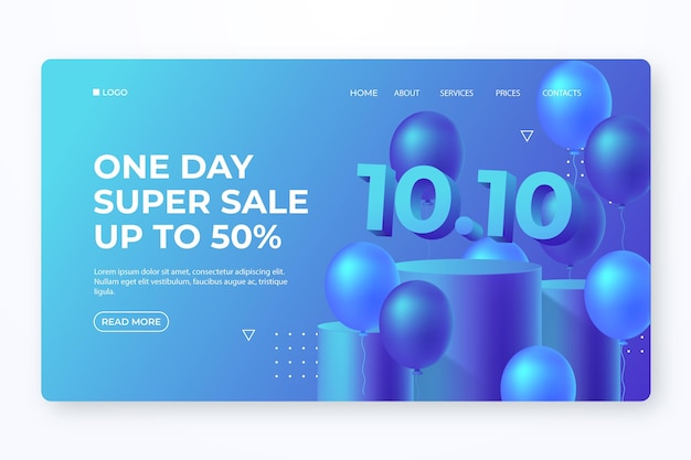 Free Vector realistic 10.10 landing page template