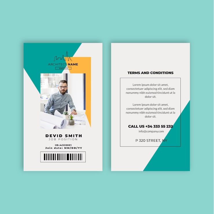 Free Vector realistic architect project id card template