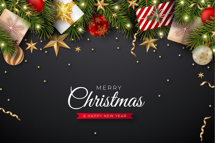 Free Vector realistic christmas background with branches
