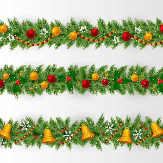 Free Vector realistic christmas frames and borders collection
