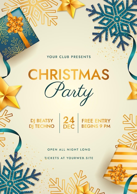 Free Vector realistic christmas party poster template