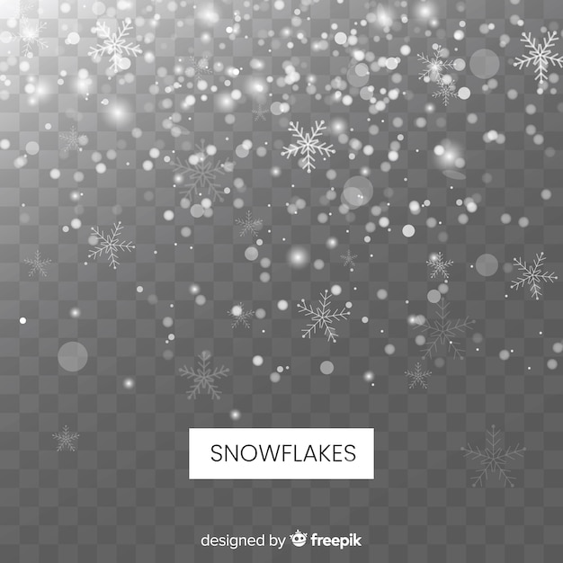 Free Vector realistic falling snowflakes in transparent background 