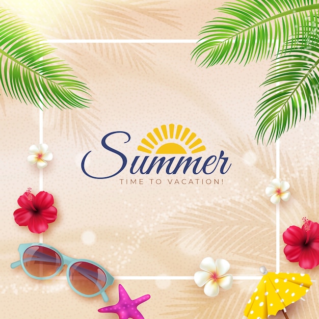 Free Vector realistic frame template for summertime season