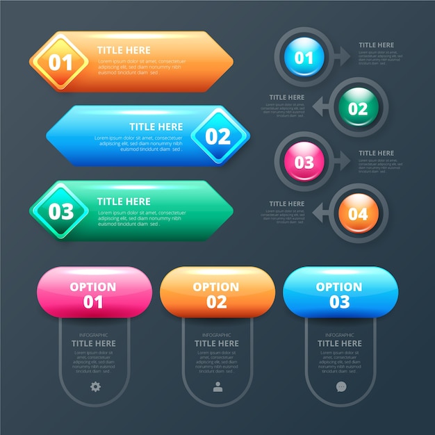 Free Vector realistic glossy infographic element collection