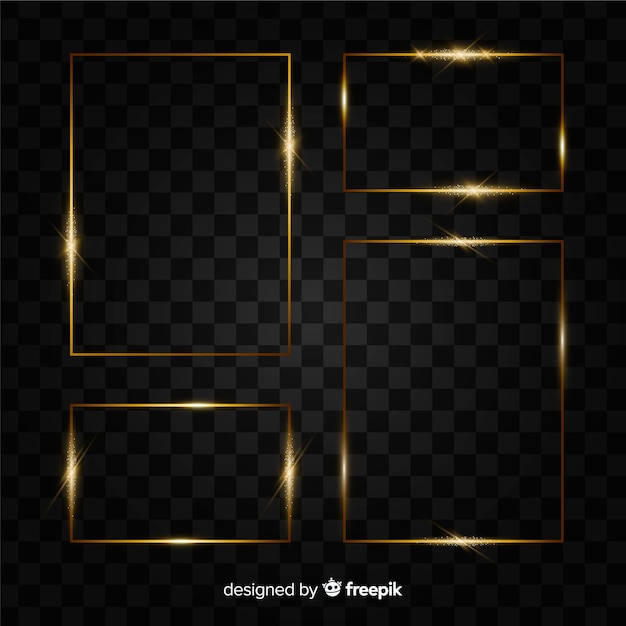Free Vector realistic golden frames set