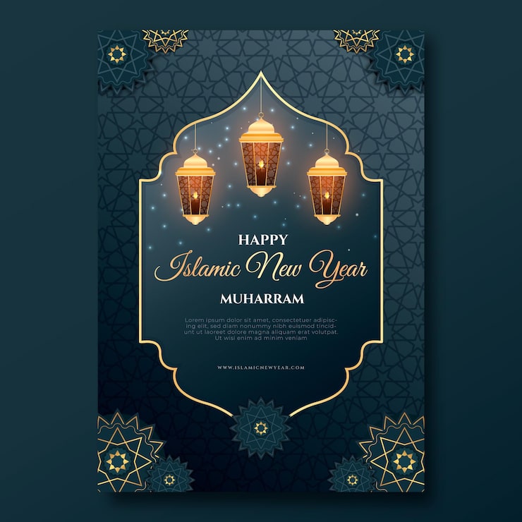 Free Vector realistic islamic new year vertical poster template