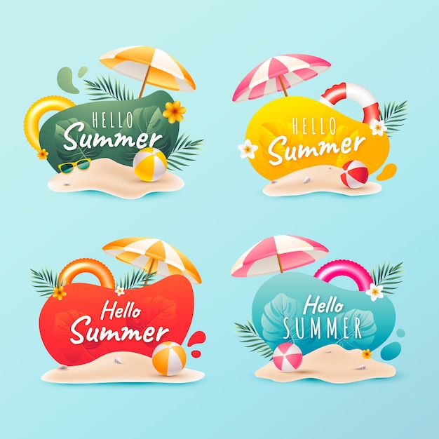 Free Vector realistic labels collection for summertime season