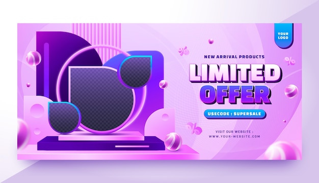 Free Vector realistic podium horizontal banner