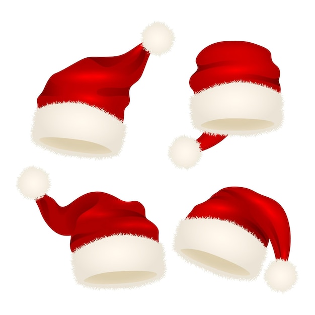 Free Vector realistic santa's hat collection