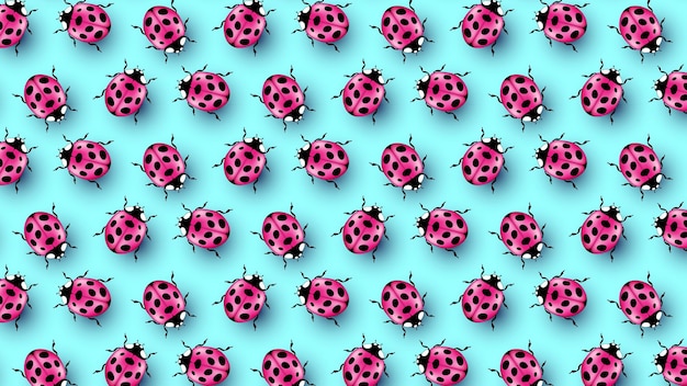Free Vector realistic spring patterns with 3d ladybugs