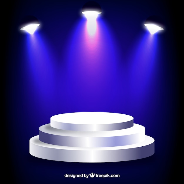Free Vector realistic stage podium with elegant lightning