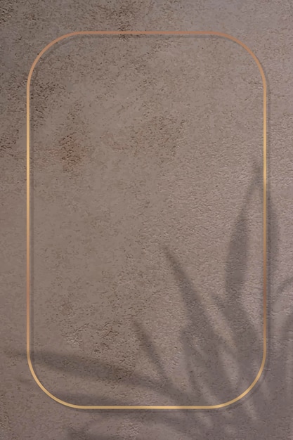 Free Vector rectangle gold frame on leaf shadowed brown background