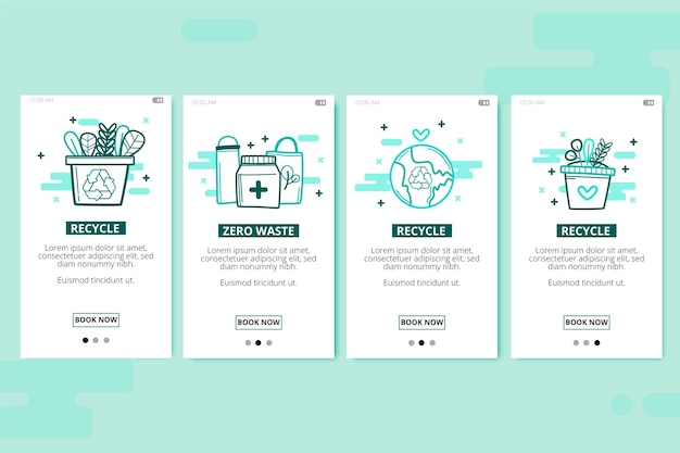 Free Vector recycle onboarding app screens