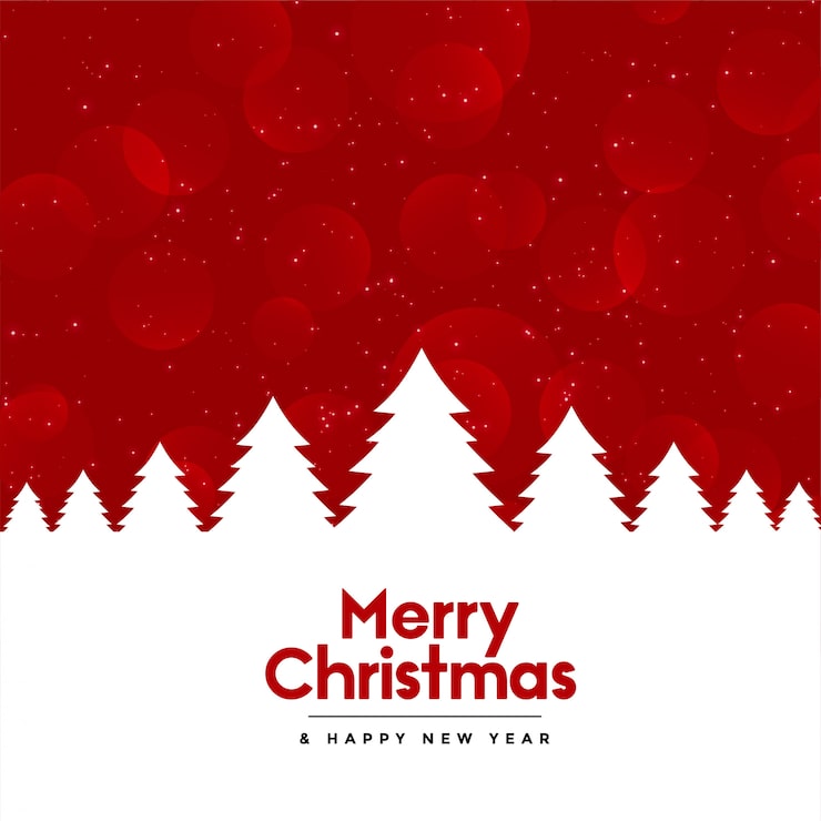 Free Vector red merry christmas background with tree