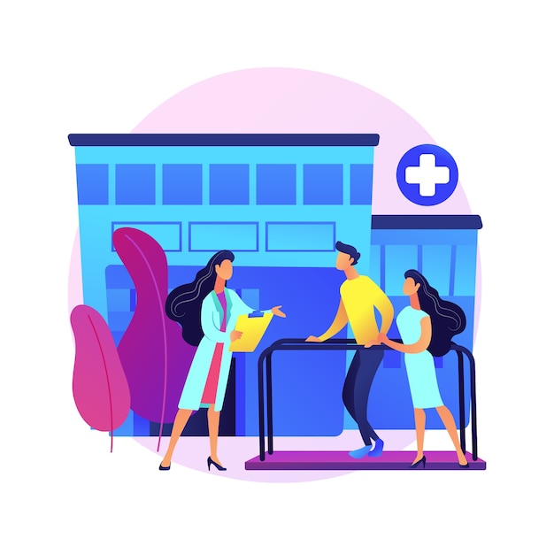 Free Vector rehabilitation hospital abstract concept  illustration. rehab hospital, rehabilitation center, stabilization of medical conditions, mental health care, medical facility .