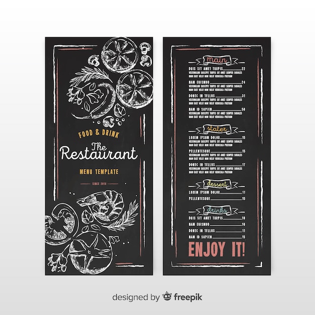 Free Vector restaurant menu template in vintage style