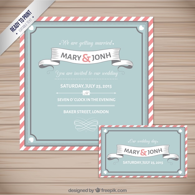 Free Vector retro wedding cards