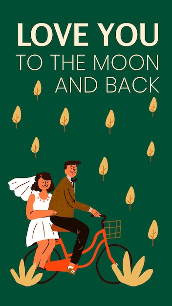 Free Vector romantic instagram story template, wedding doodle with love quote vector