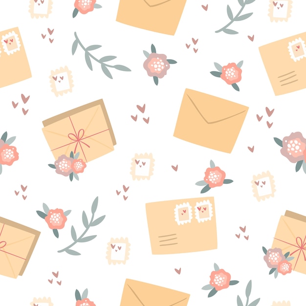 Free Vector romantic seamless pattern with letters