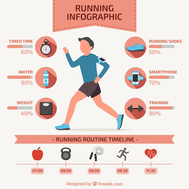 Free Vector runner infography in flat design