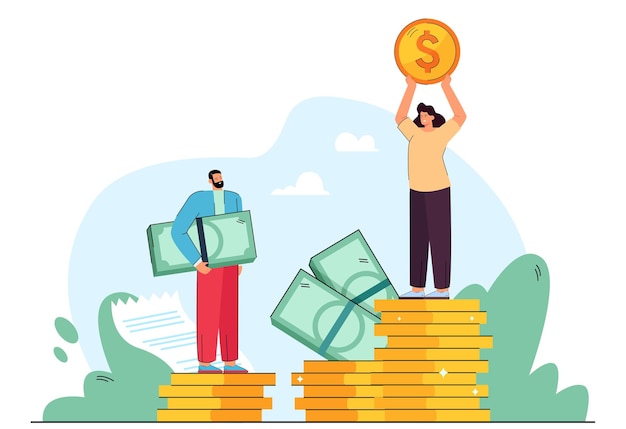 Free Vector salary gap between male and female business characters