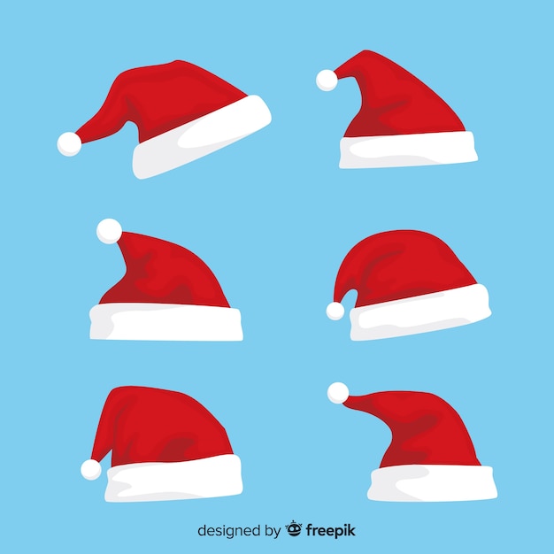 Free Vector santa's hat christmas collection in flat design