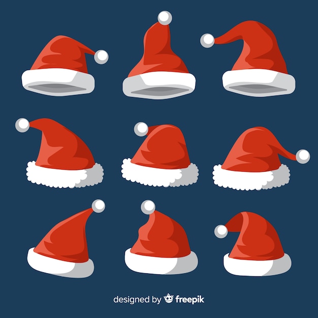Free Vector santa's hat christmas collection in flat design