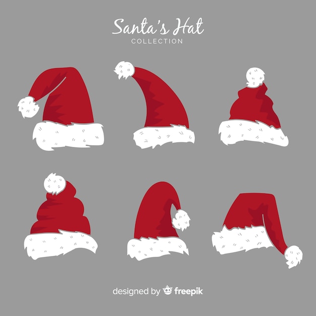 Free Vector santa's hat christmas collection in hand drawn style