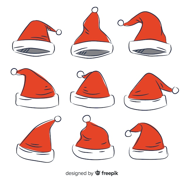 Free Vector santa's hat set