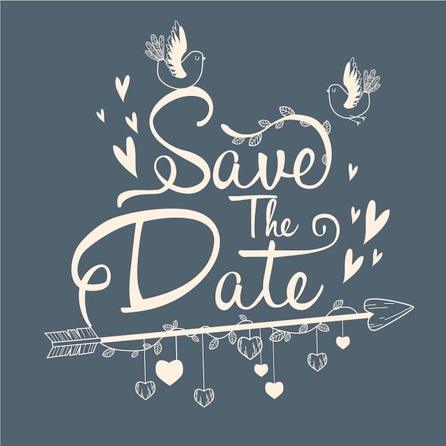 Free Vector save the date lettering concept