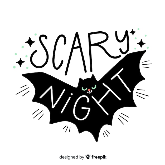 Free Vector scary night lettering with bat