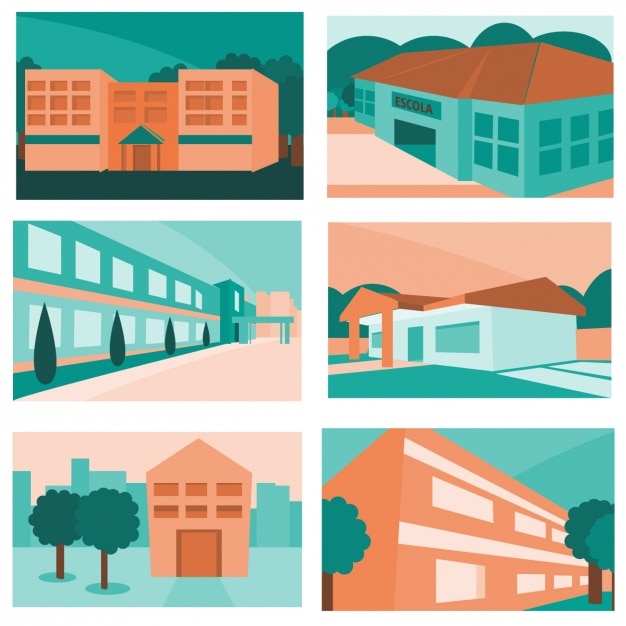 Free Vector school buildings collection