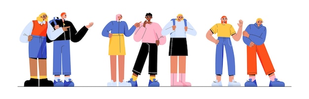 Free Vector school bullying flat character illustration set