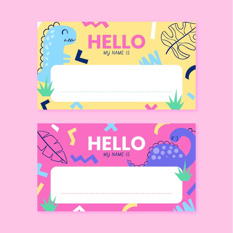 Free Vector school hand drawn flat name template