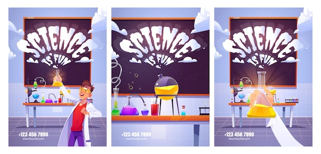 Free Vector science lab posters for study and experiments